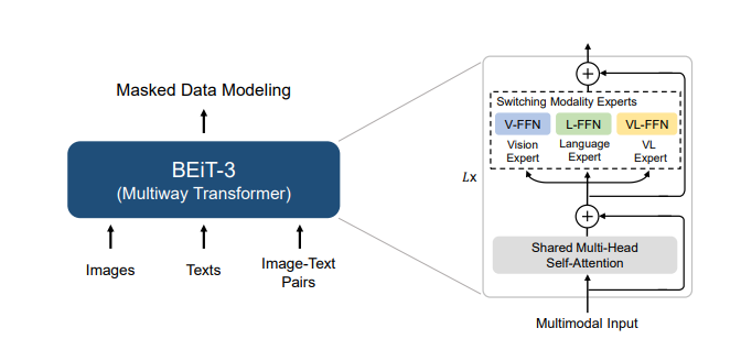 图4:BEiT-3 预训练示意图