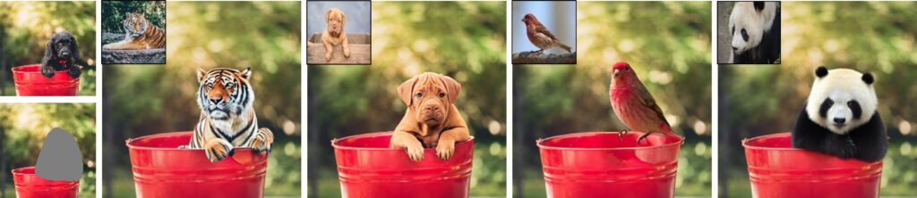 图6：根据示例进行编辑可自动地将参考图像融合到源图像中，从而达到高质量的编辑效果