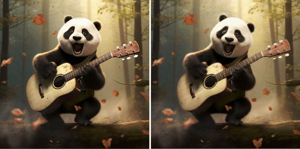 MicroCinema animation: panda playing guitar