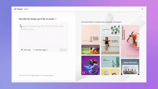 MSR Asia | animation of Microsoft Designer UI