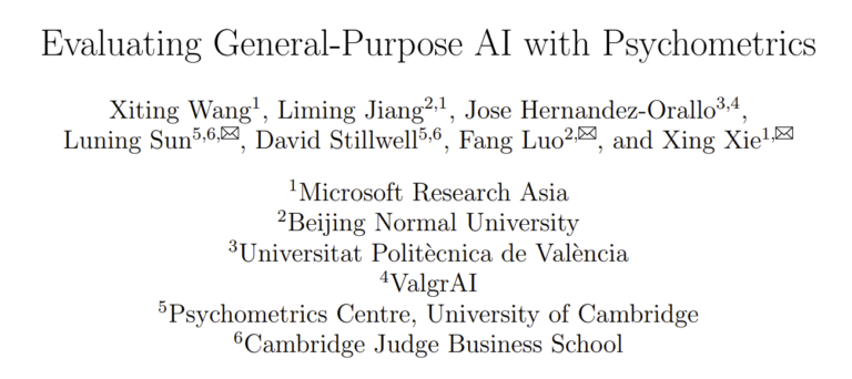 Evaluating General-purpose AI with Psychometrics