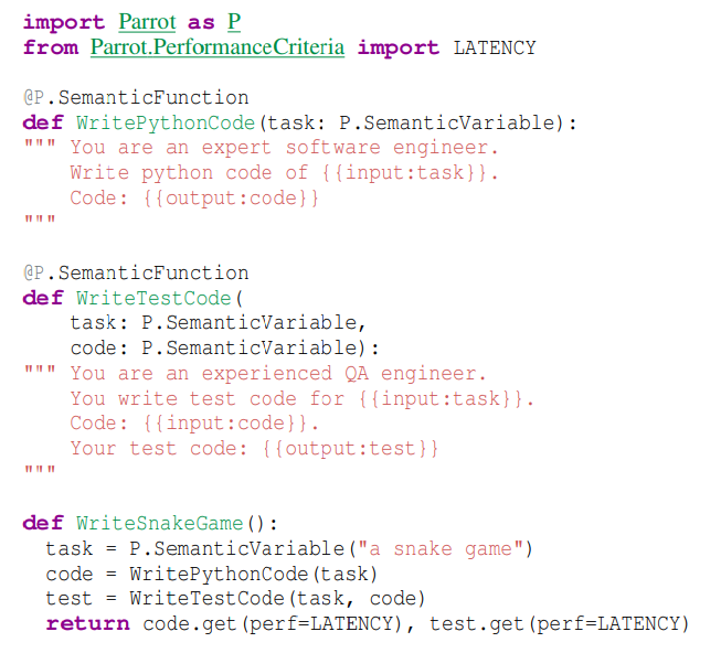 Parrot code example