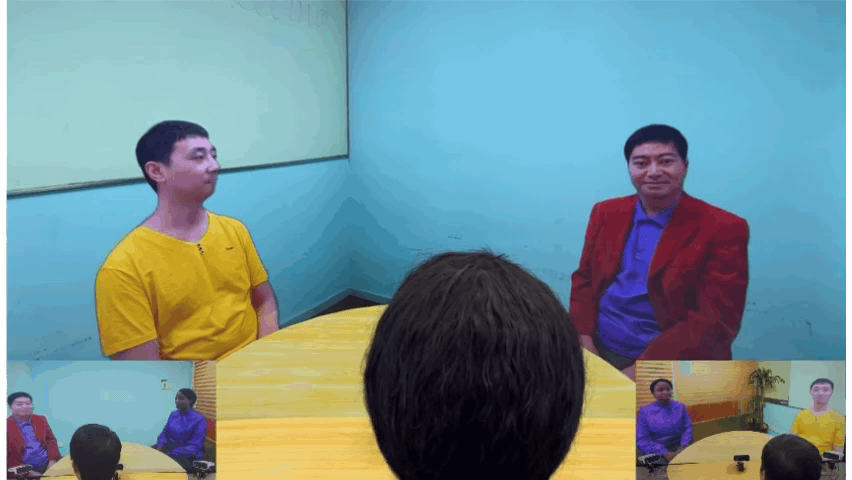 a group of people in a room