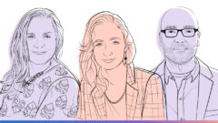 Illustrated headshots of Ginny Badanes, Madeleine Daepp and Robert Ness