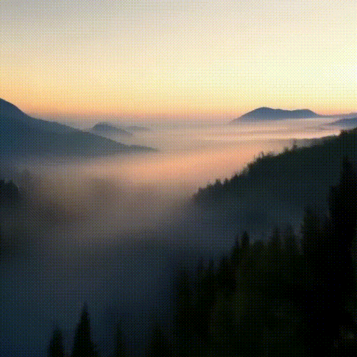 ARLON 根据文案 “Misty mountains at sunrise, with the sun casting a warm glow…… ” 生成的短视频(2s)