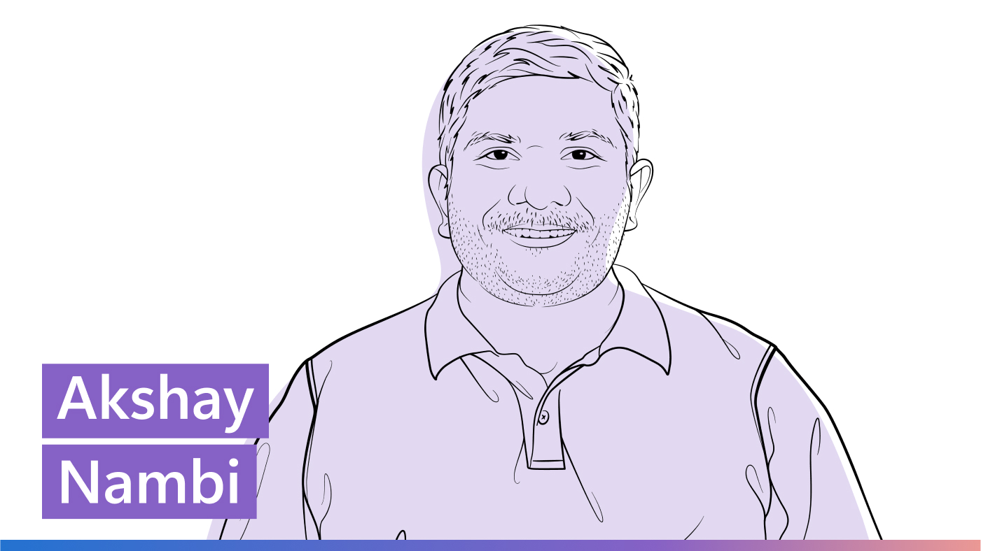 Outline illustration of Akshay Nambi | Ideas podcast