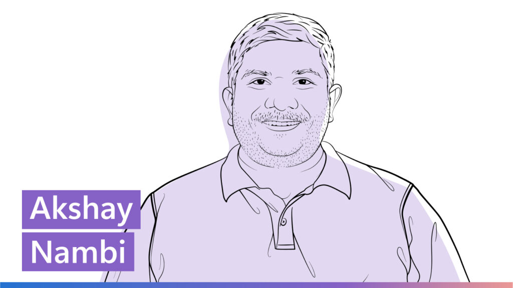 Outline illustration of Akshay Nambi | Ideas podcast