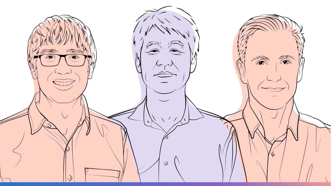 AI Revolution podcast | Episode 2 - AI Revolution podcast | Episode 2 - Real-world healthcare AI development and deployment—at scale | outline illustration of Seth Hain, Peter Lee, Dr. Matthew Lungren | outline illustration of Seth Hain, Peter Lee, Matt Lungren
