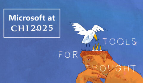 A digital illustration of a person with a contemplative expression, resting their chin on their hand. The top of the person's head is open, revealing a white bird standing inside. The seagull is holding a worm in its beak, feeding the baby birds. The background is blue, and the words "TOOLS FOR THOUGHT" are written across the image in white letters.