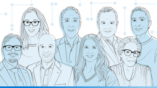 Illustrated headshots of the Guests from the limited podcast series, AI Testing and Evaluation: Learnings from Science and Industry