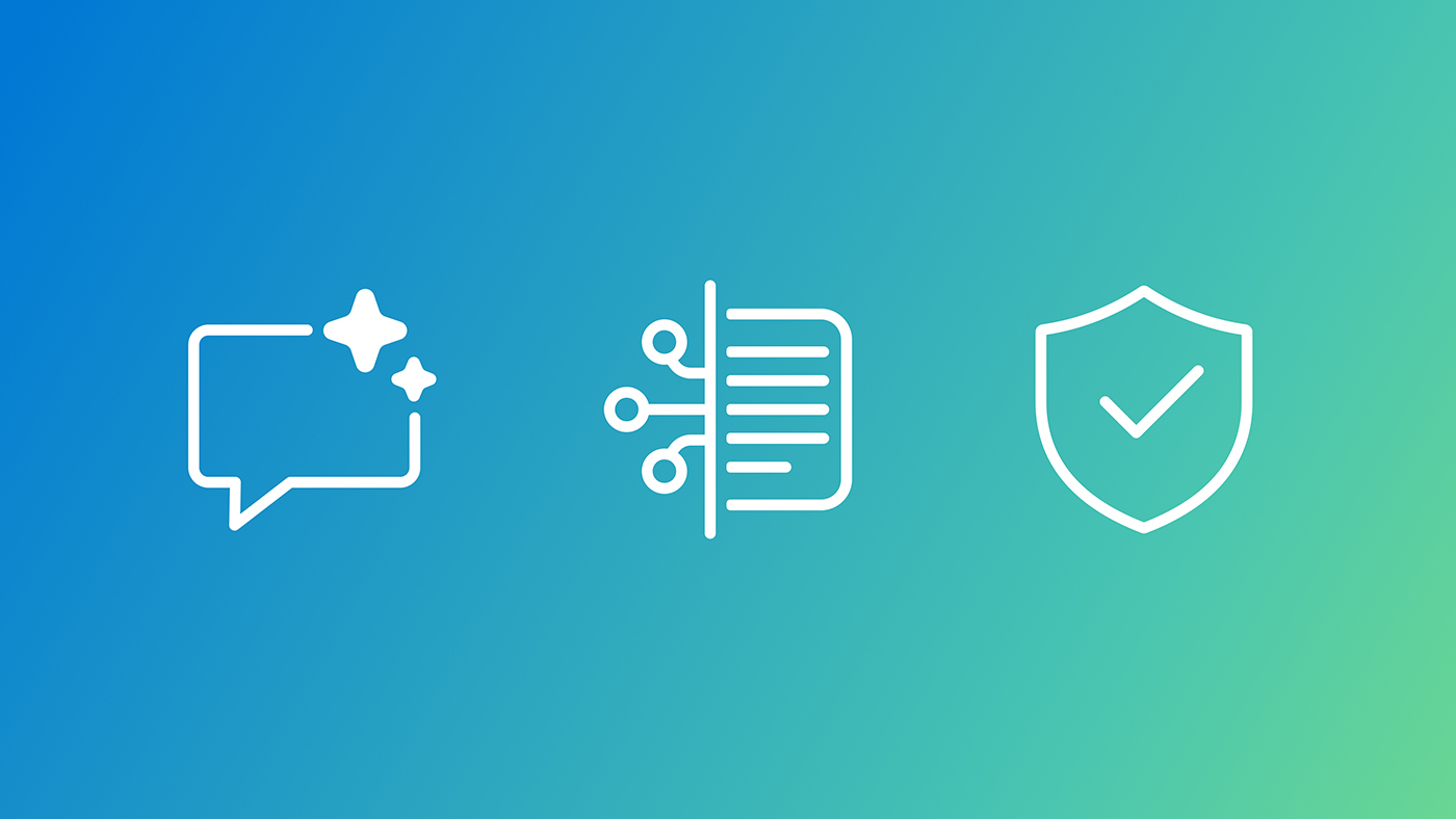 white icons on blue and green gradient background