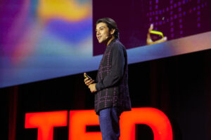 a person standing on stage