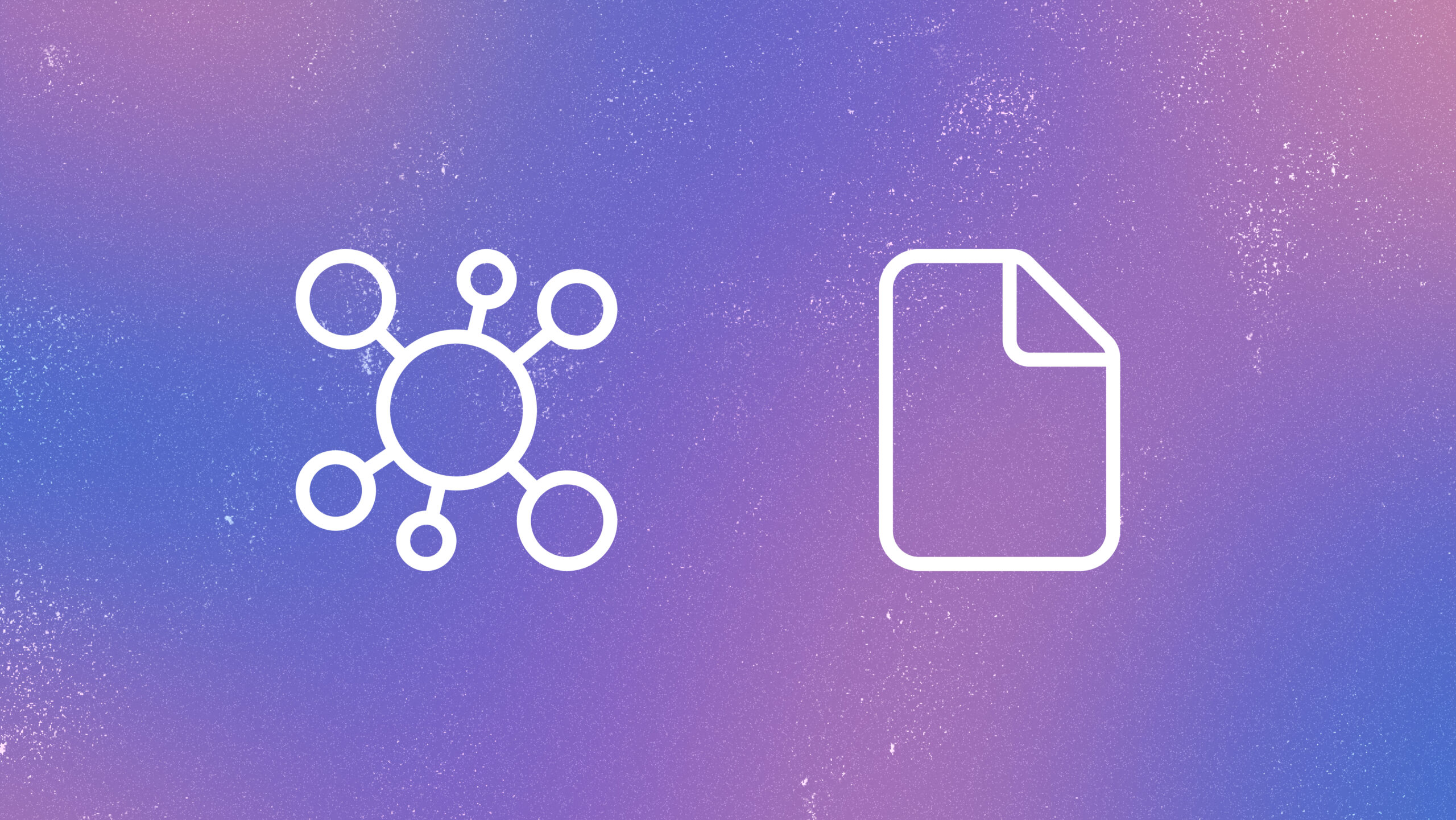 Further Notes blog | two white line icons on a purple abstract background | node icon and document icon