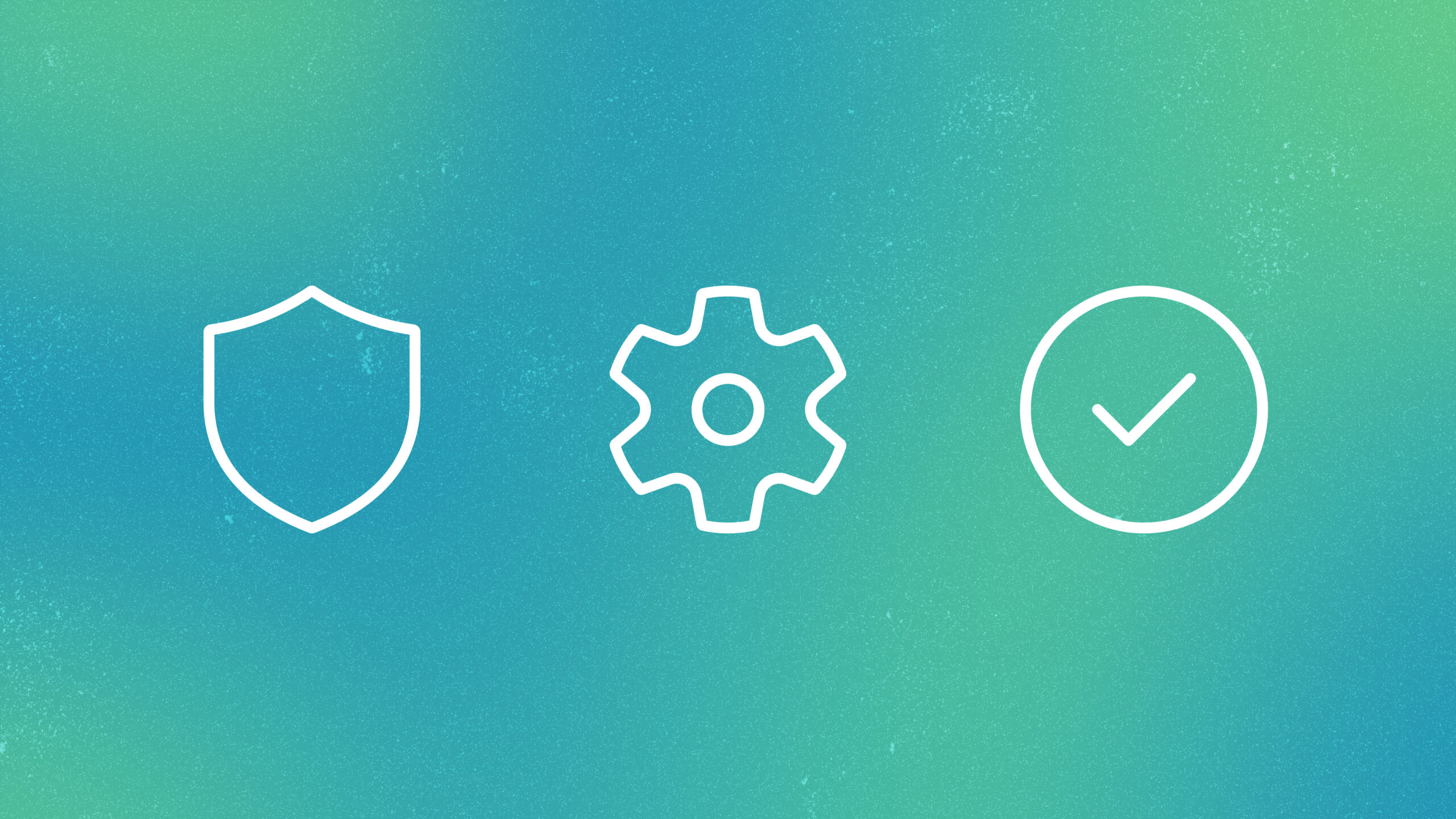SkillOpt blog | three white line icons on an abstract green background | shield icon, gear icon, circle with checkmark icon