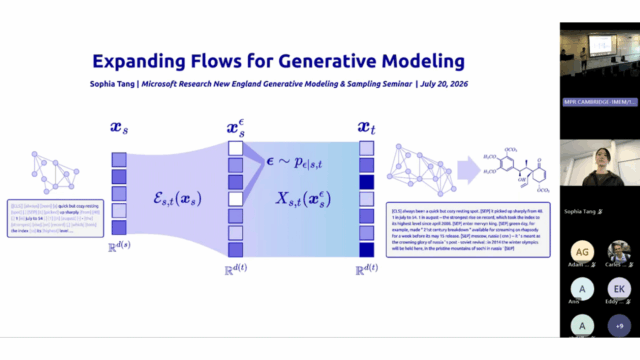 Sophia Tang giving talk at MSR NE on Expanding Flows for Fast and Flexible Generation Beyond the Fixed Canvas