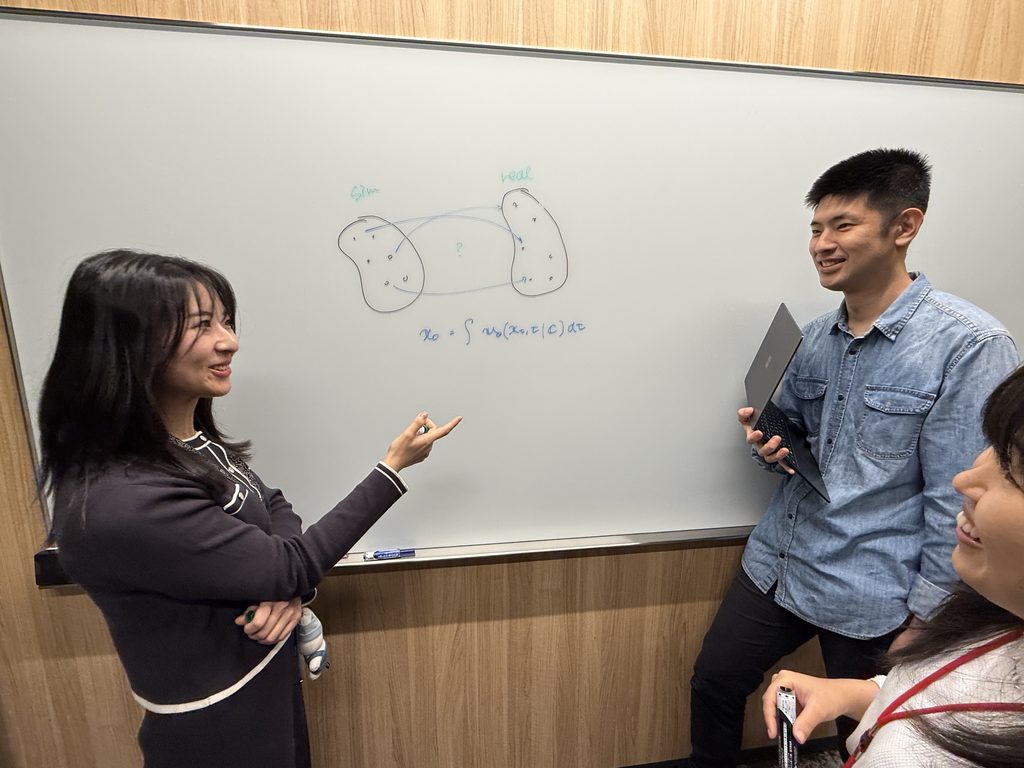 Drawing on her computer vision background, Lilika Makabe works with the Tokyo lab team to connect perception and action, simulation and real-world experimentation. 