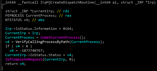 IRP_MJ_CREATE dispatch routine.