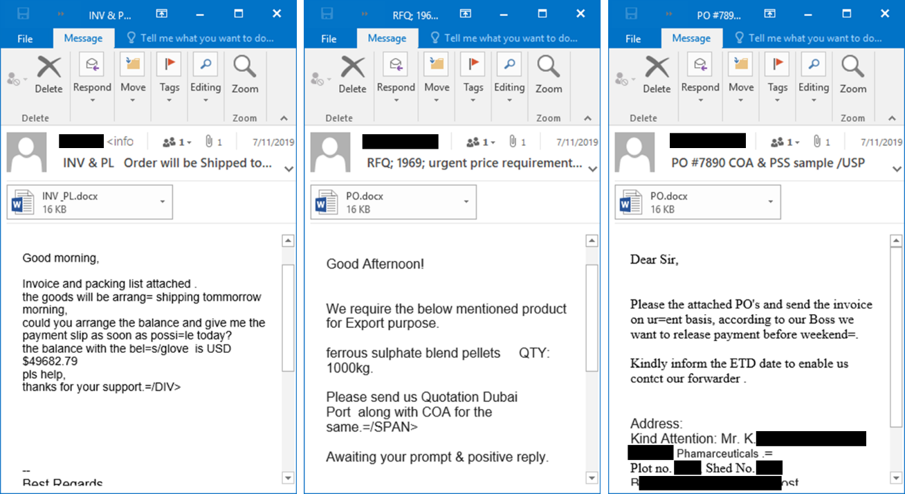 Multiple spear-phishing emails attempted to deliver the same lure document to the same target