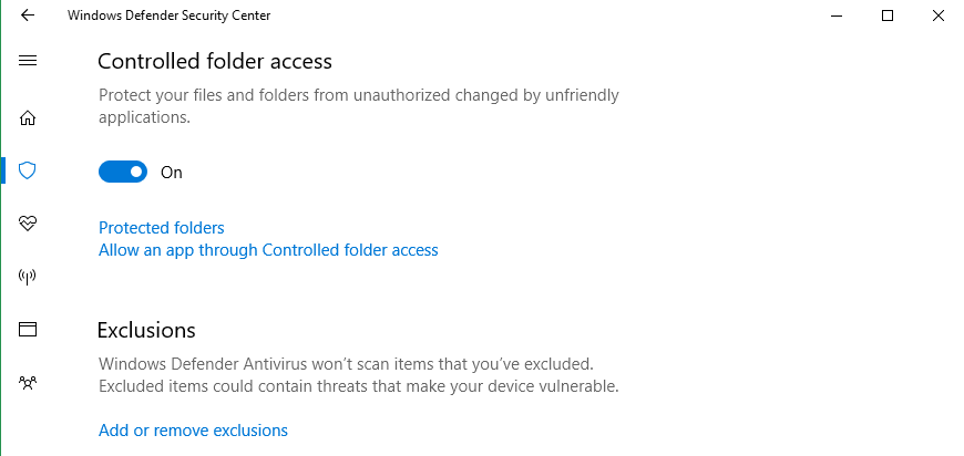 Controlled folder access.