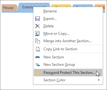 Screenshot to show how to password protect a section