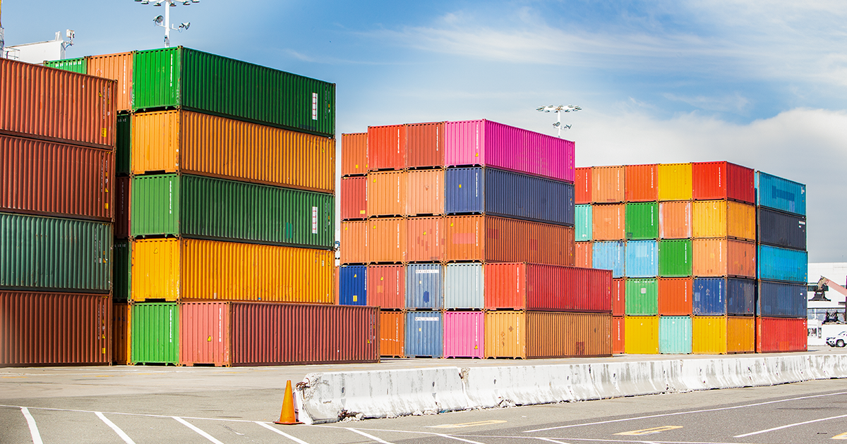 Image of cargo crates stored.