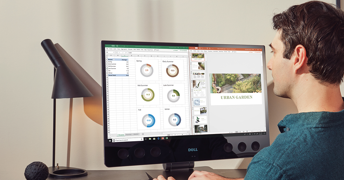 Image of a remote worker at his desktop PC.