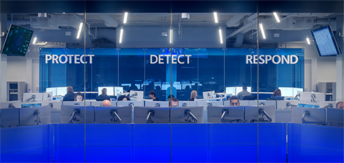 An image of the Microsoft Cyber Defense Operations Center.