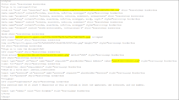 Screenshot of HTML code with download URLs highlighted