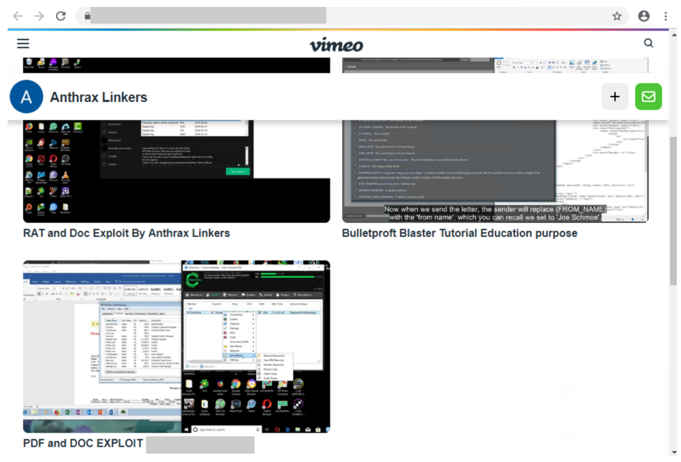 Screenshot of video tutorials posted by BulletProofLink