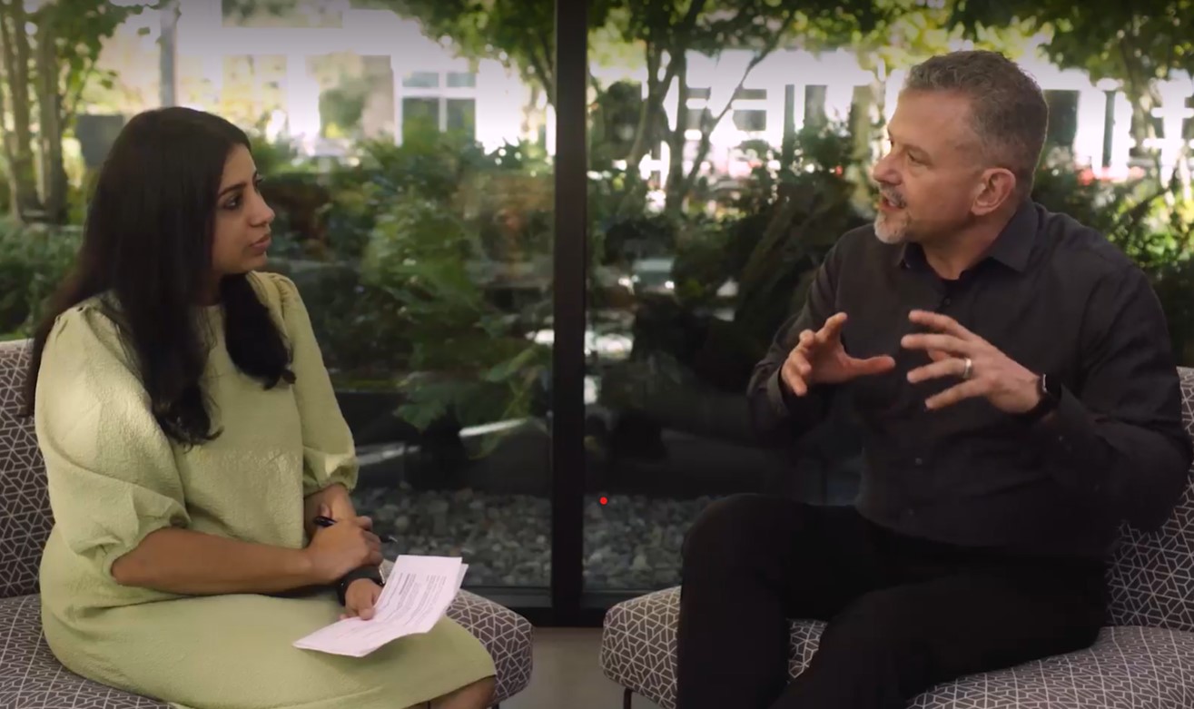 Nupur Goyal, Microsoft Group Product Marketing Manager for Identity Security & Zero Trust and Microsoft Corporate Vice President of Program Management Alex Simons talking at the 2021 Forrester Security & Risk Forum.