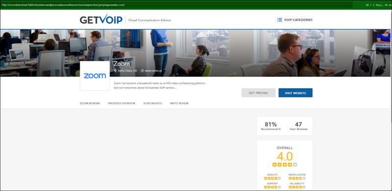 Screenshot of a spoofed website landing page.