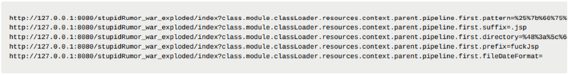 Screenshot of several lines of HTTP URLs.