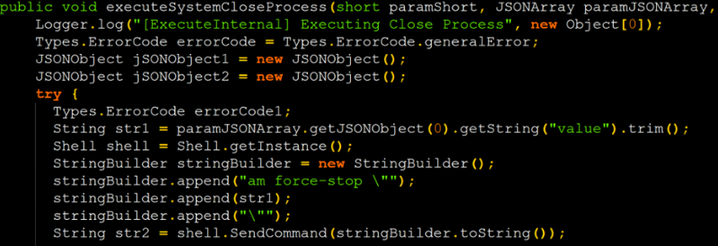 Command injection proof-of-concept (POC) exploit code implemented in the Device service