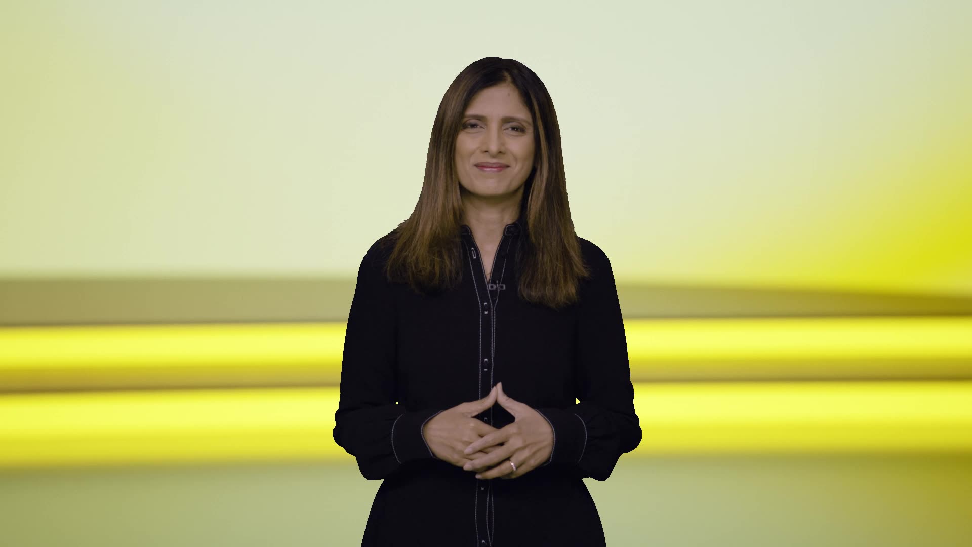 A woman in black dress