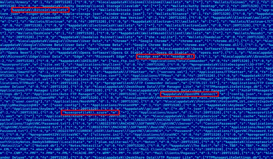 A screenshot of the malware configuration file