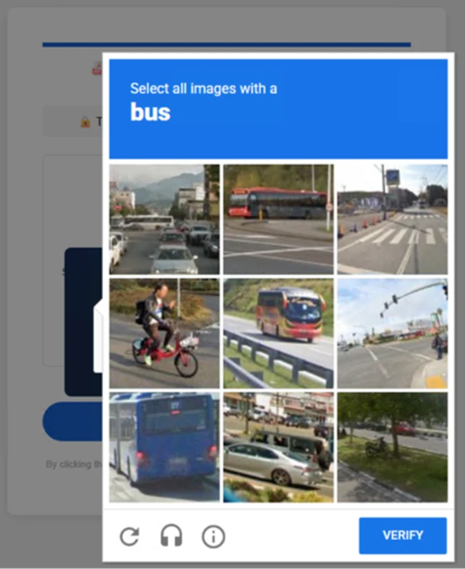 Screenshot of second captcha challenge