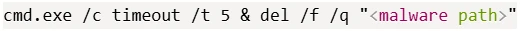 Screenshot of command to delete the malware from the disk