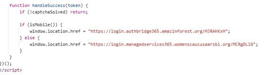 Screenshot of code for redirect logic