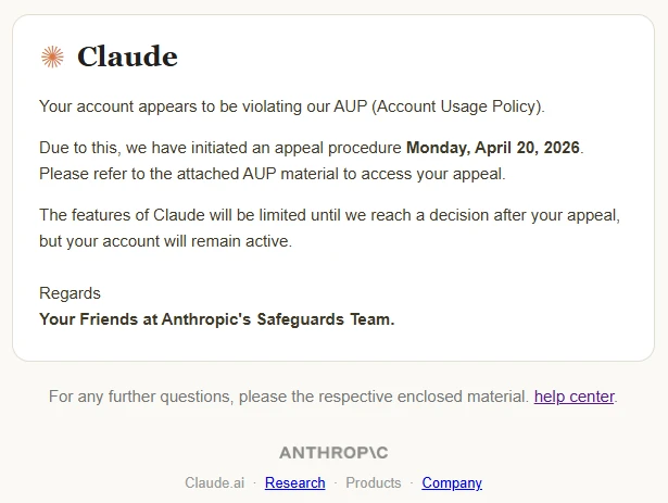 Screenshot of Claude-themed phishing campaign
