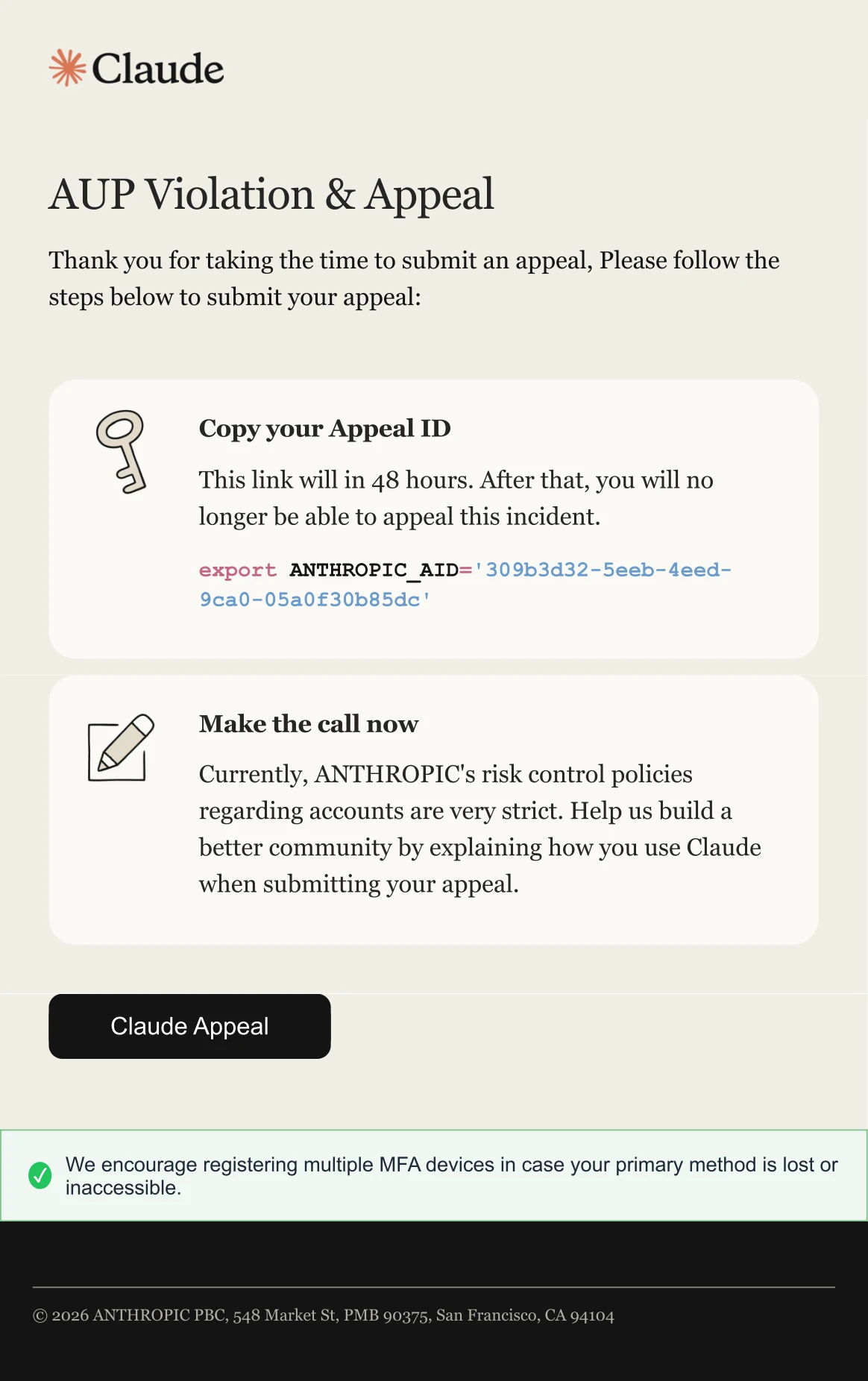 Screenshot of PDF attachment used in Claude-themed phishing campaign