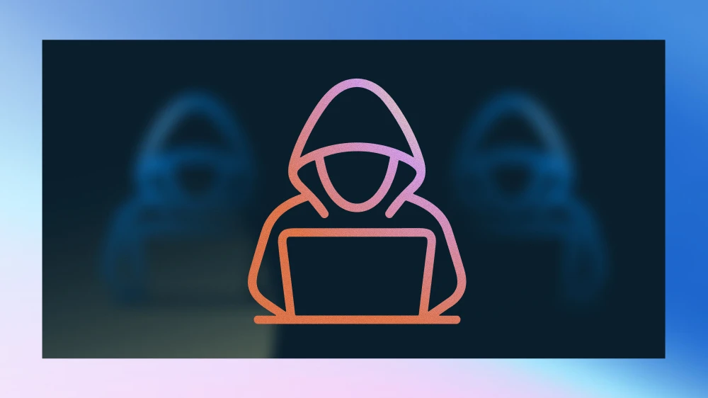 An icon of a person wearing a hoodie representing the cliche black hat hacker